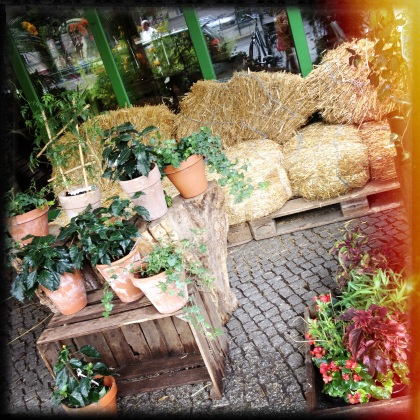 Cafe seating made out of hay bails? Only in Berlin.